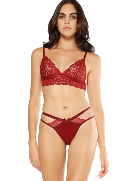 Thong With Double Elastic Waistband (Front) - Lace Thongs
