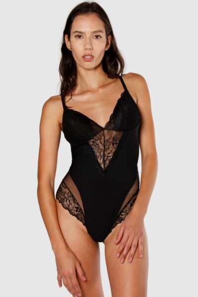 Microfiber Bodysuit With Mesh V-Day Edition
