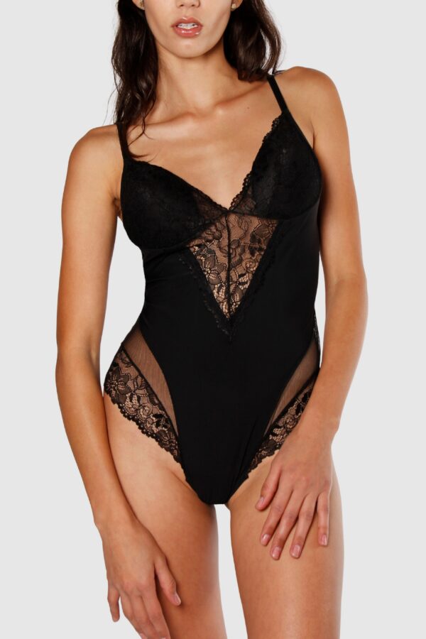 Microfiber Bodysuit With Mesh V-Day Edition - Image 2