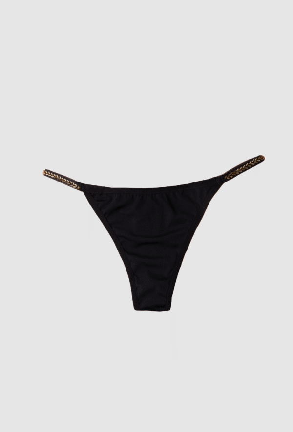 Tanga de microfibra con aplicaciones en dorado. - Image 2